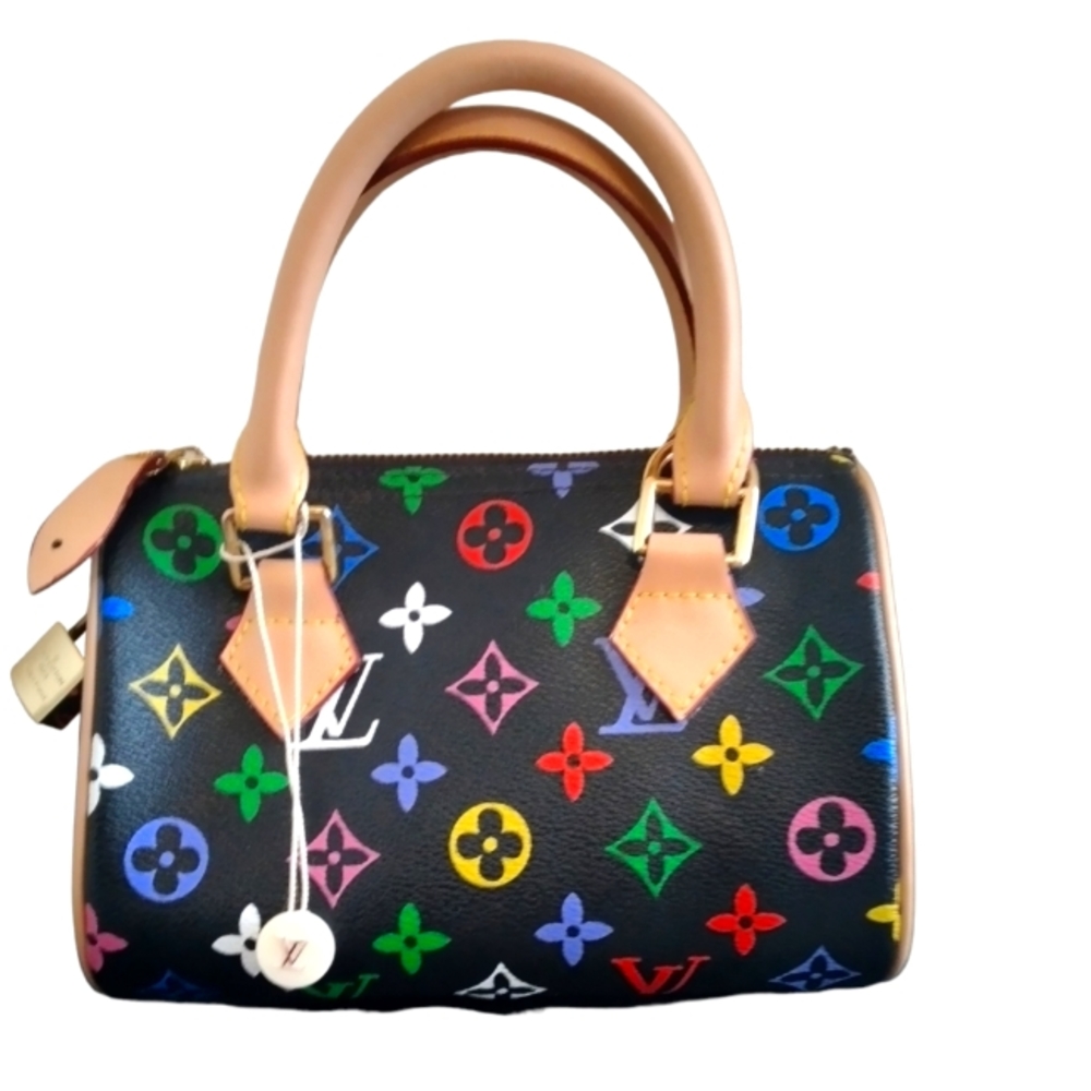 Cute Black/Multicolor 2003 Mini Speedy 2 Way Bag.
